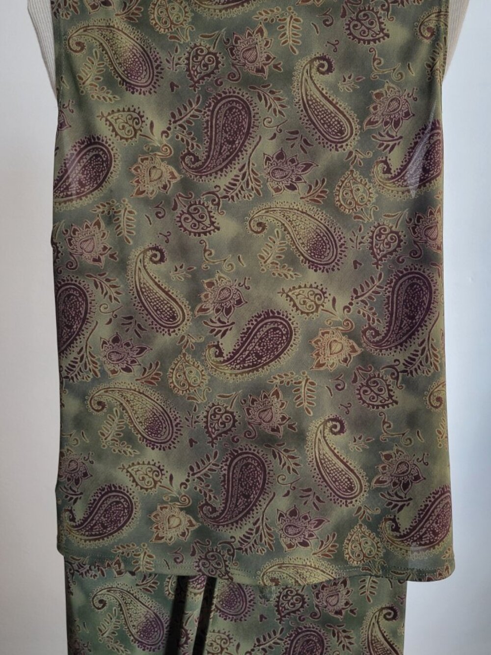 Max Studio Paisley Wrap Maxi Skirt & Tunic Set XL Olive Green Purple Boho - Picture 15 of 16